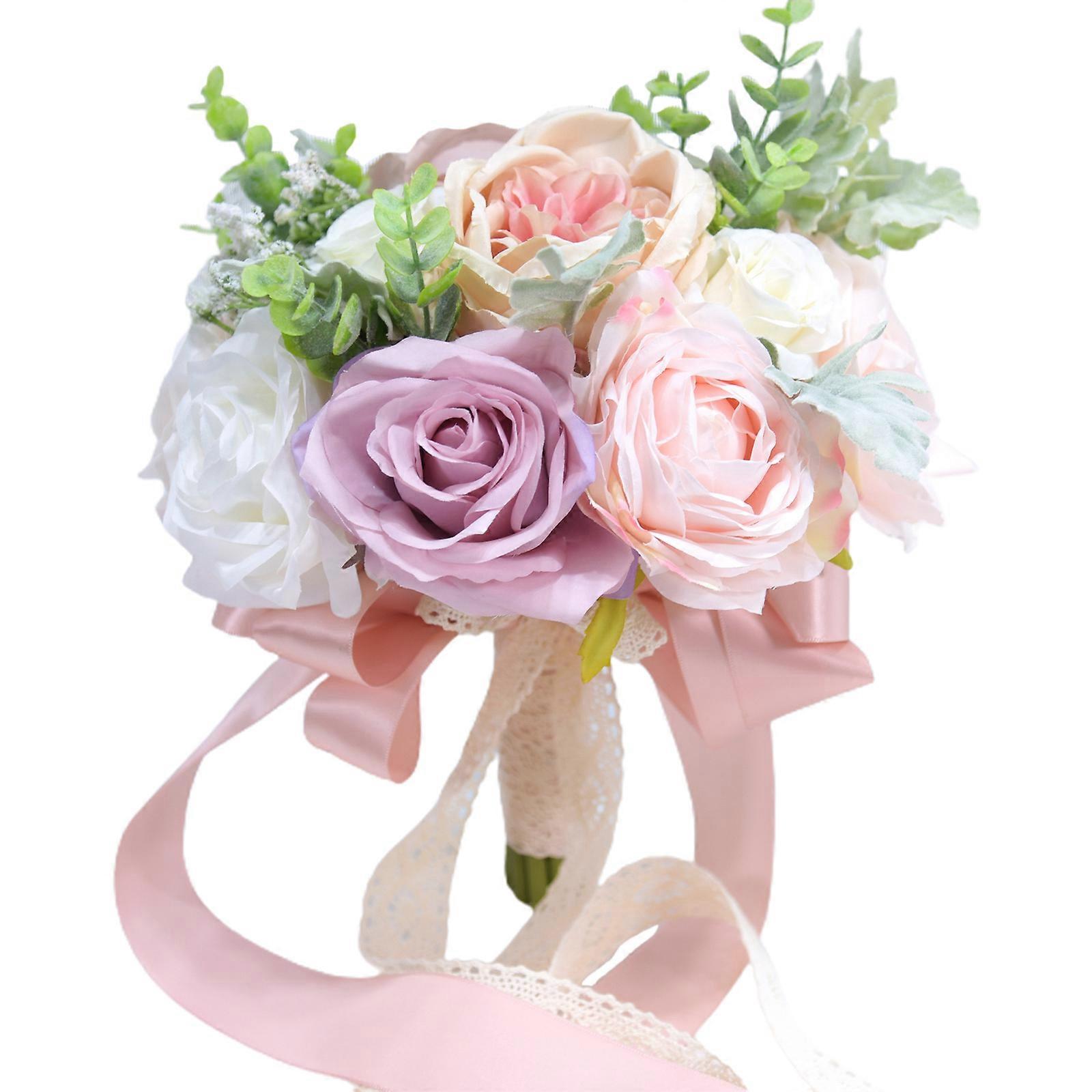 Brautstrauß Aus Künstlicher Seide Für Blumendekoration, Handgebundenes Blumengesteck Für Die Zeremonie, Heimdekoration, Elegante Kunstblumen, Hochzeitsaccessoire