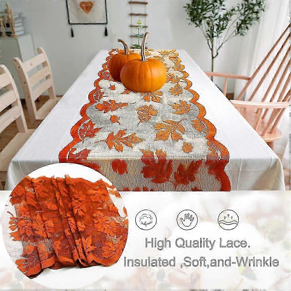 Tischläufer Aus Ahornblatt-spitze, Dekorative Herbsttischdecke Für Thanksgiving-feiern, Erntezeit, Eleganter Tischschmuck