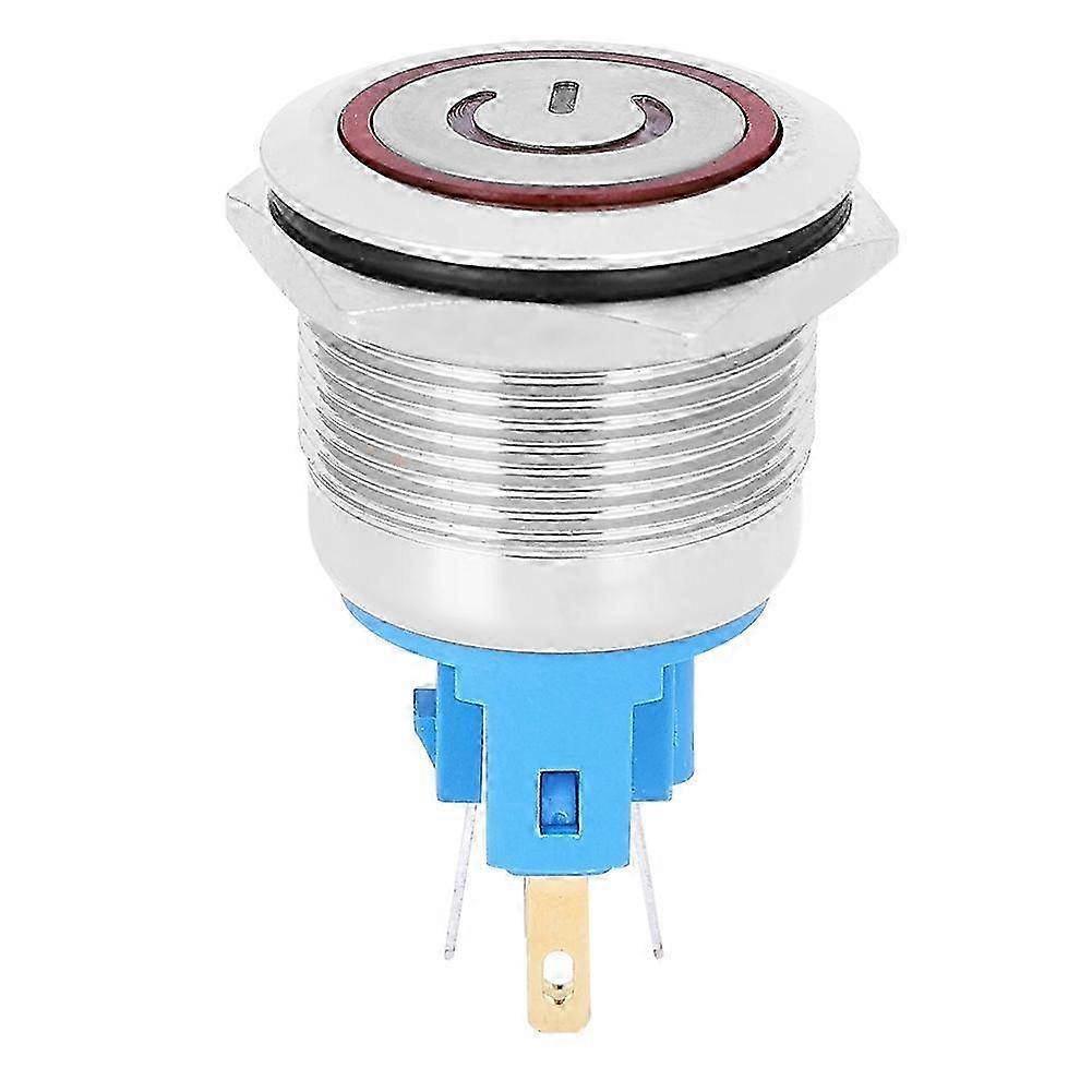 6-poliger 22-mm-edelstahl-reset-drucktaster (ip65), 2er-pack, Dc 12–24 V, Mit Roter Kontrollleuchte