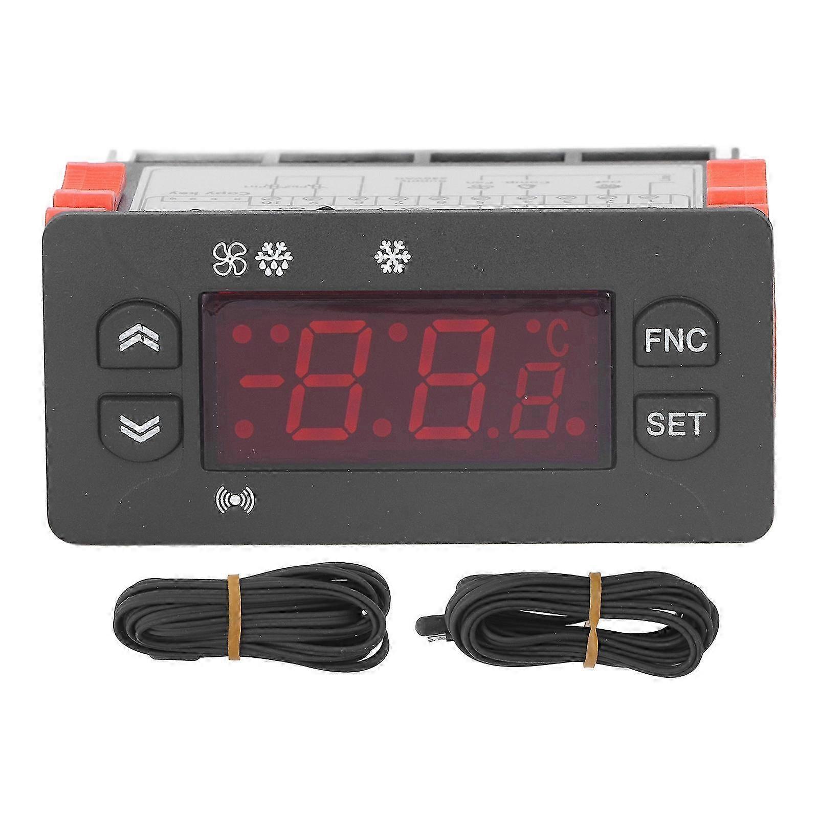 Digitales 230-v-wechselstromthermostat Mit Digitalanzeige, Ntc-sensor, Fahrenheit/celsius-umschaltung Und Temperaturregler Für Kühlschrank Und Gefrierschrank.