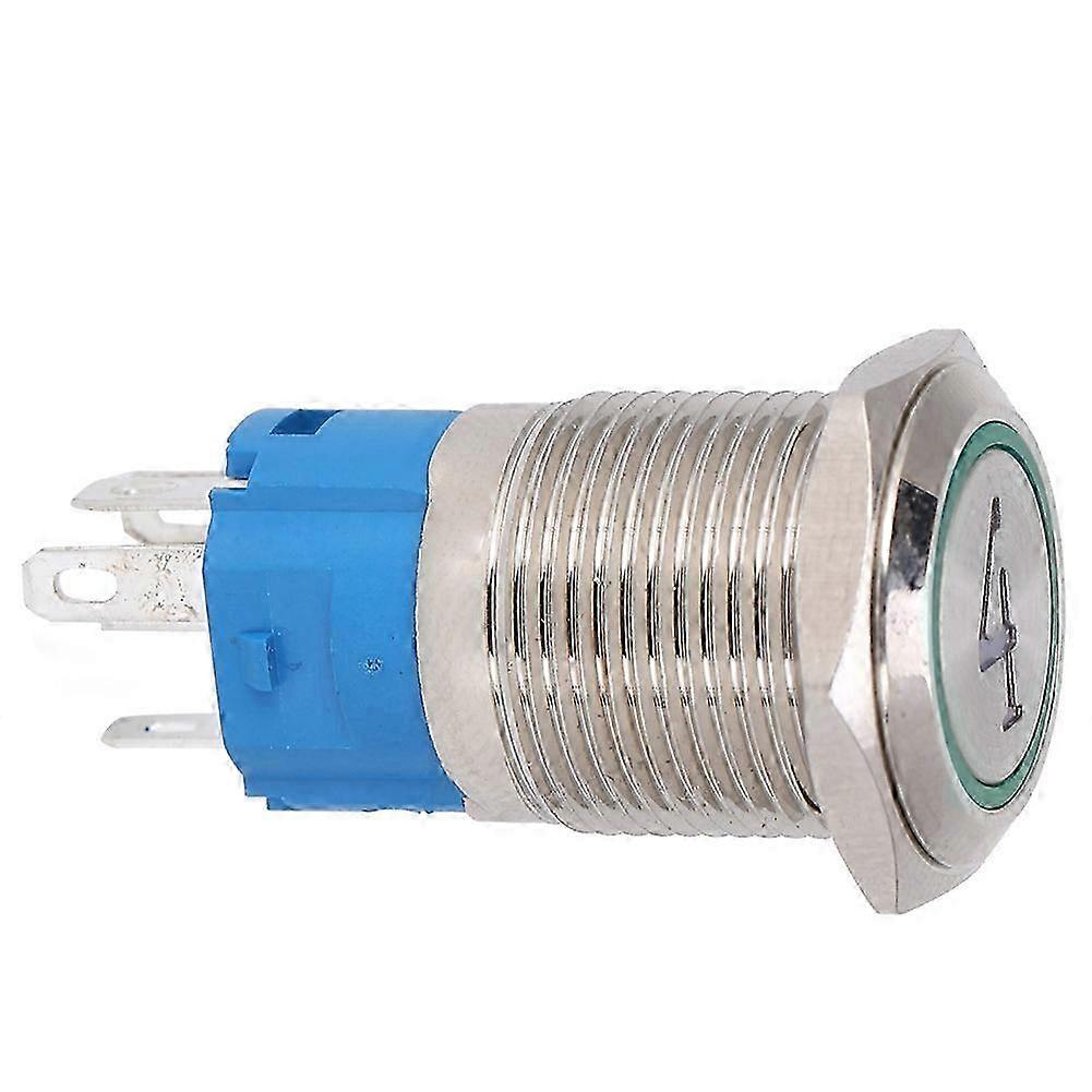 Flacher 5-poliger Metall-drucktaster (16 Mm), Selbstrückstellend, Grüne Kontrollleuchte, 24 V Dc, Nr. 4 – 2er-pack