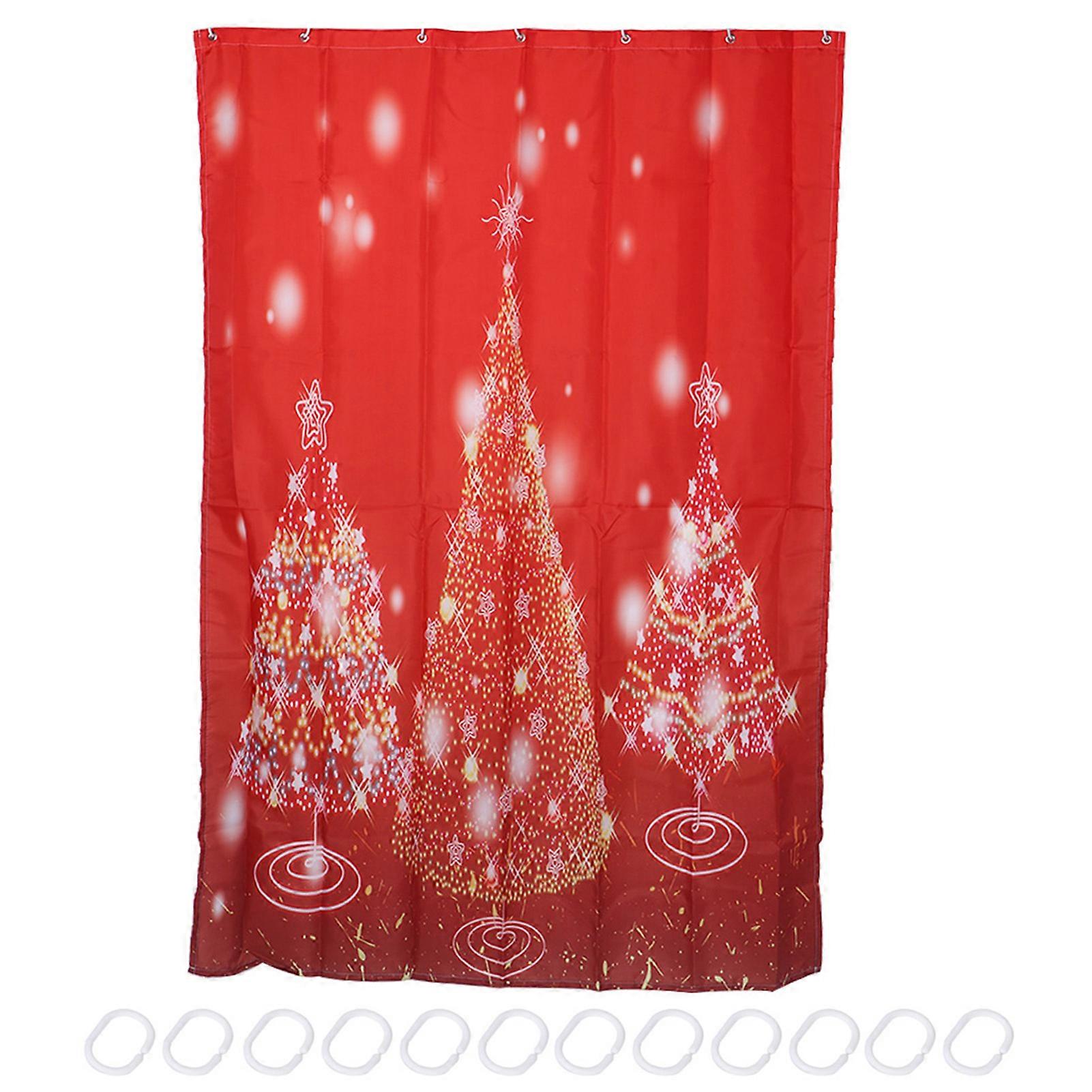 Wasserdichter Duschvorhang 120x180cm, Weihnachtsbaummuster, Feuchtigkeitsbeständiges Textil Für Badezimmer, Inklusive Haken, Festliche Dekoration.