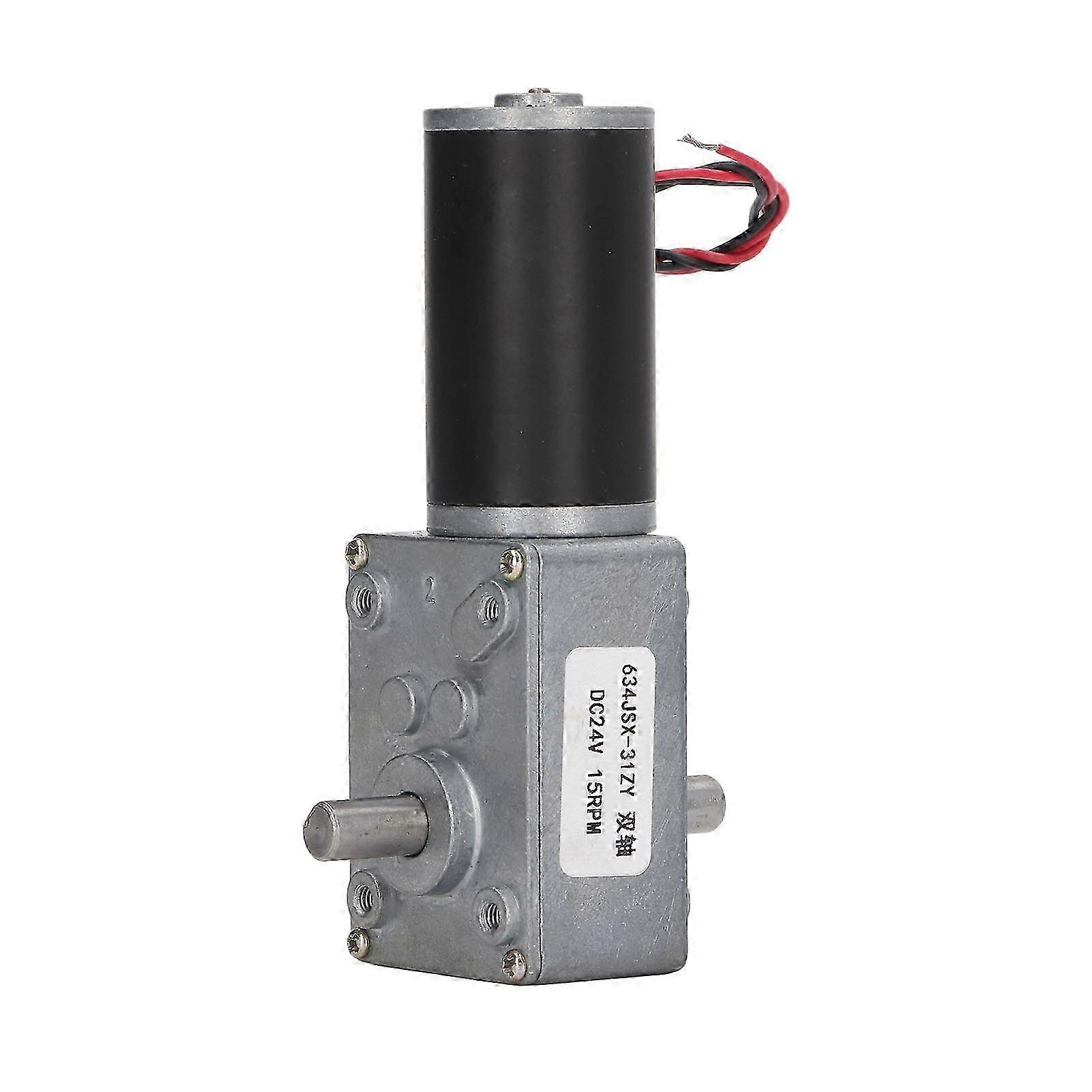 24v Gleichstrom-getriebemotor, Selbsthemmendes Schneckengetriebe, Doppelt Reversible Welle, 15 U/min, Hohes Drehmoment Für Die Automatisierung.
