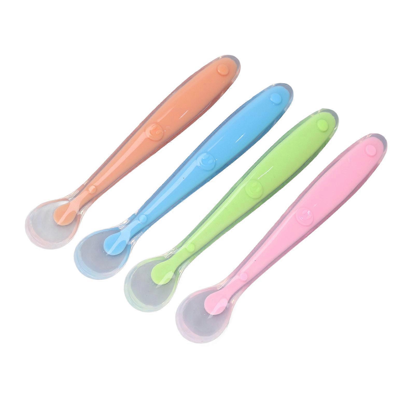 4 Weiche Silikon-babylöffel, Ergonomischer, Rutschfester Griff, Abwaschbar Und Ölbeständig, Ideal Zum Selbstständigen Essenlernen Für Kinder Und Kleinkinder