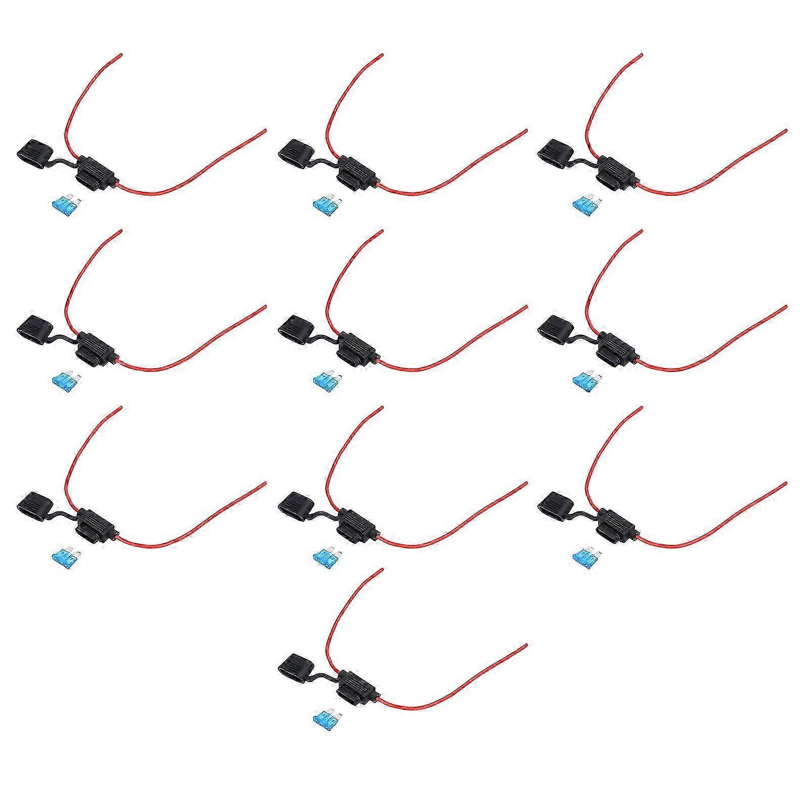 10-teiliger Wasserdichter Sicherungshalter, Schmelzfest, Einfache Verdrahtung, Mit 16awg 15a-sicherungen, Wasserdichtes Inline-gehäuse Für Autos