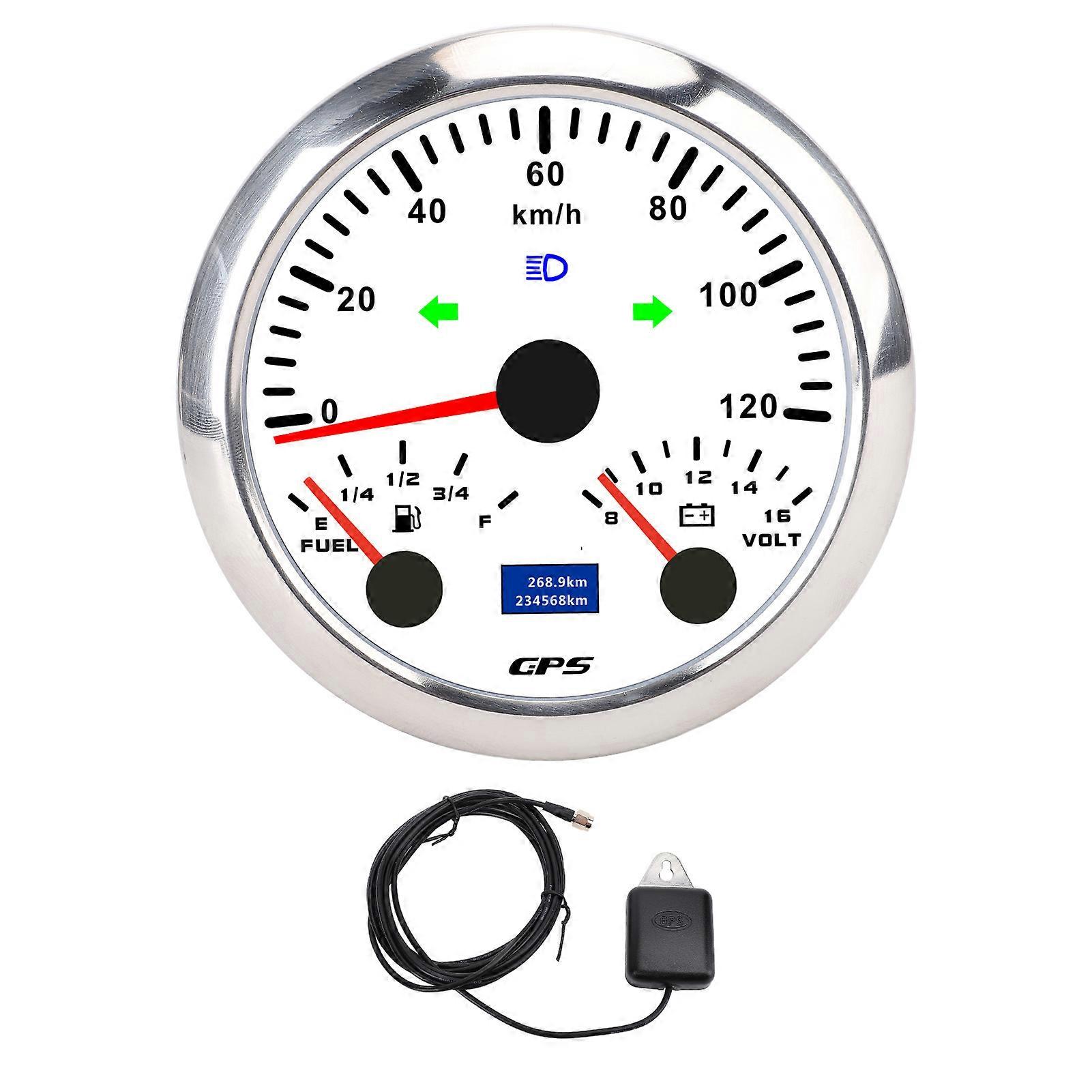 85-mm-gps-tachometer (3-3/8 Zoll) Mit Voltmeter, Tankanzeige, Blinkern, 3-in-1-funktion, Bis 120 Km/h, Für Wohnmobile, Yachten, Lkws, 7-farbige Hintergrundbeleuchtung