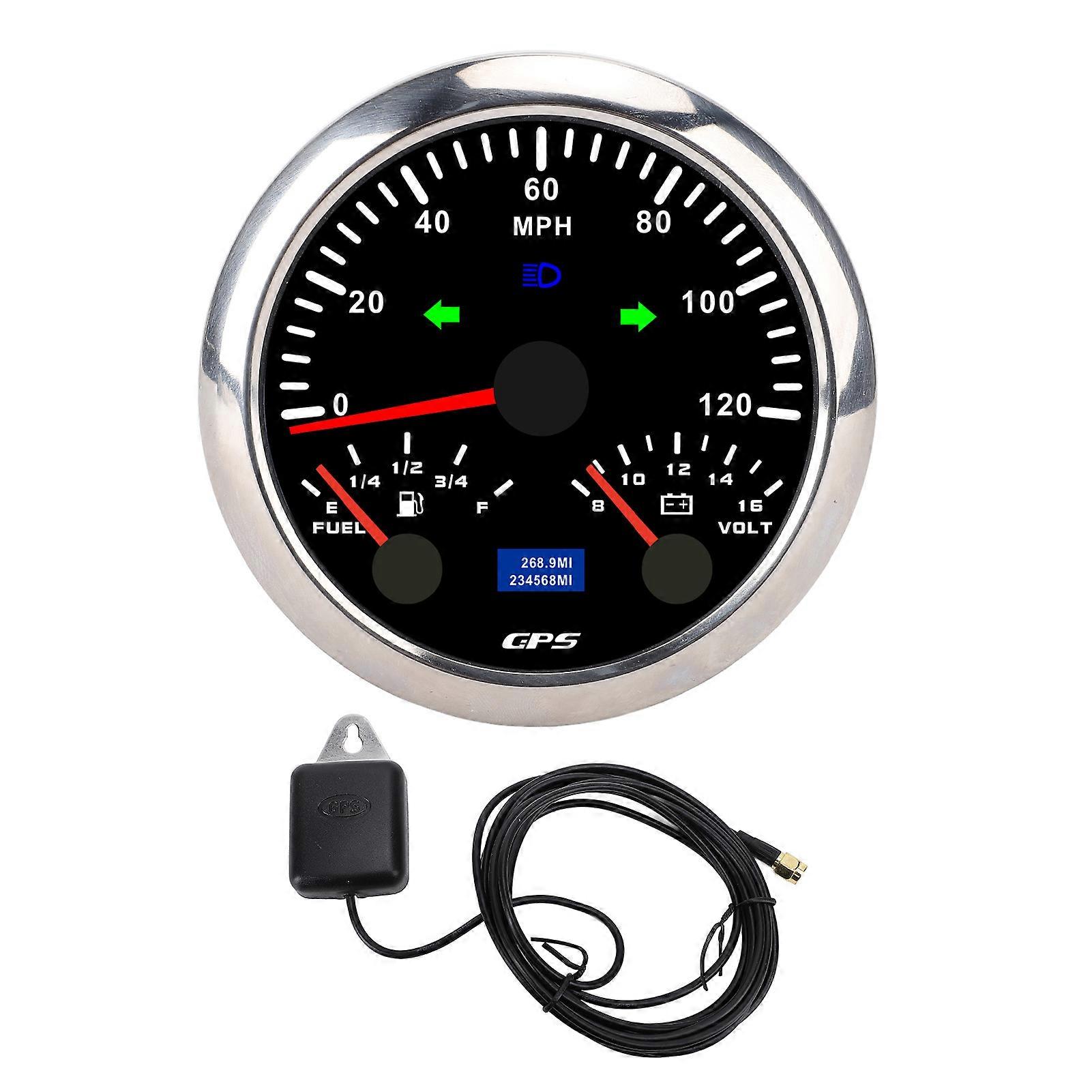 3-in-1 85mm Gps-tachometer Mit Geschwindigkeitsmesser, Kilometerzähler, Voltmeter, Tankanzeige Und Blinkern - 120mph, 7-farbige Hintergrundbeleuchtung Für Wohnmobile, Yachten Und Lkws.