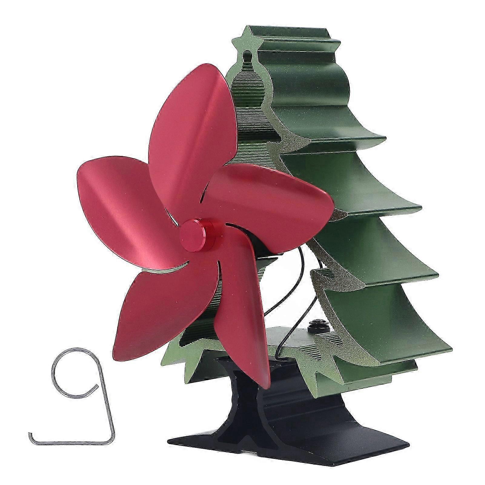 5-flügeliger Kaminventilator Mit Einstellbarer Geschwindigkeit, Motorloser Betrieb, Weihnachtsbaum-design, Für Holzöfen, Festliche Dekoration