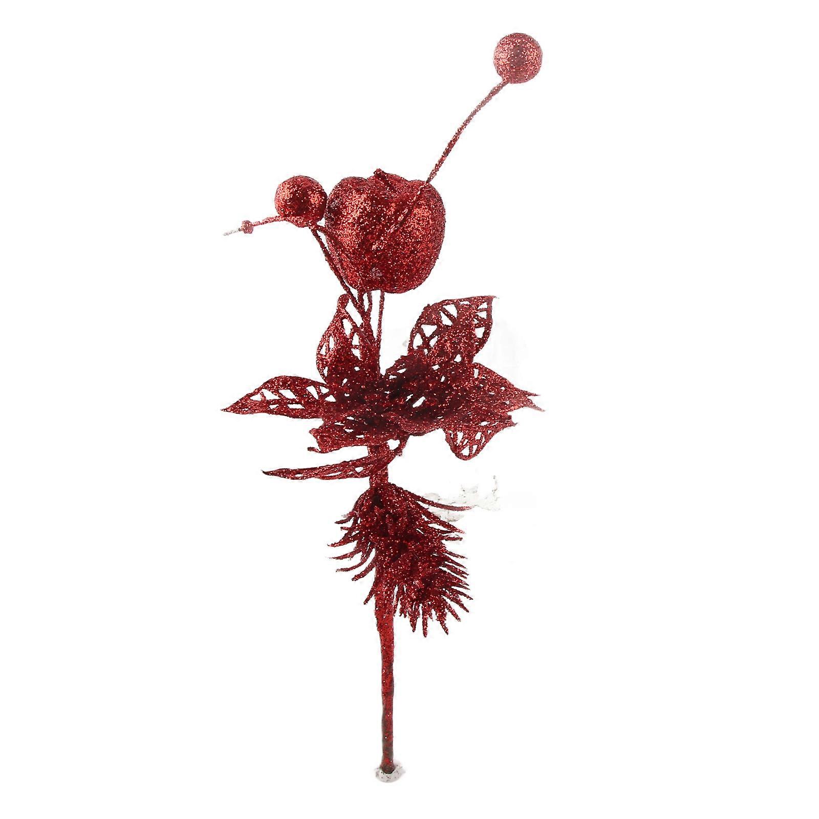 Funkelnder Künstlicher Beerenzweig Zur Weihnachtsdekoration, Simulierter Roter Fruchtstiel, Festlicher Schmuck Für Zuhause, Baum Und Tisch, Set Leuchtender Zweige