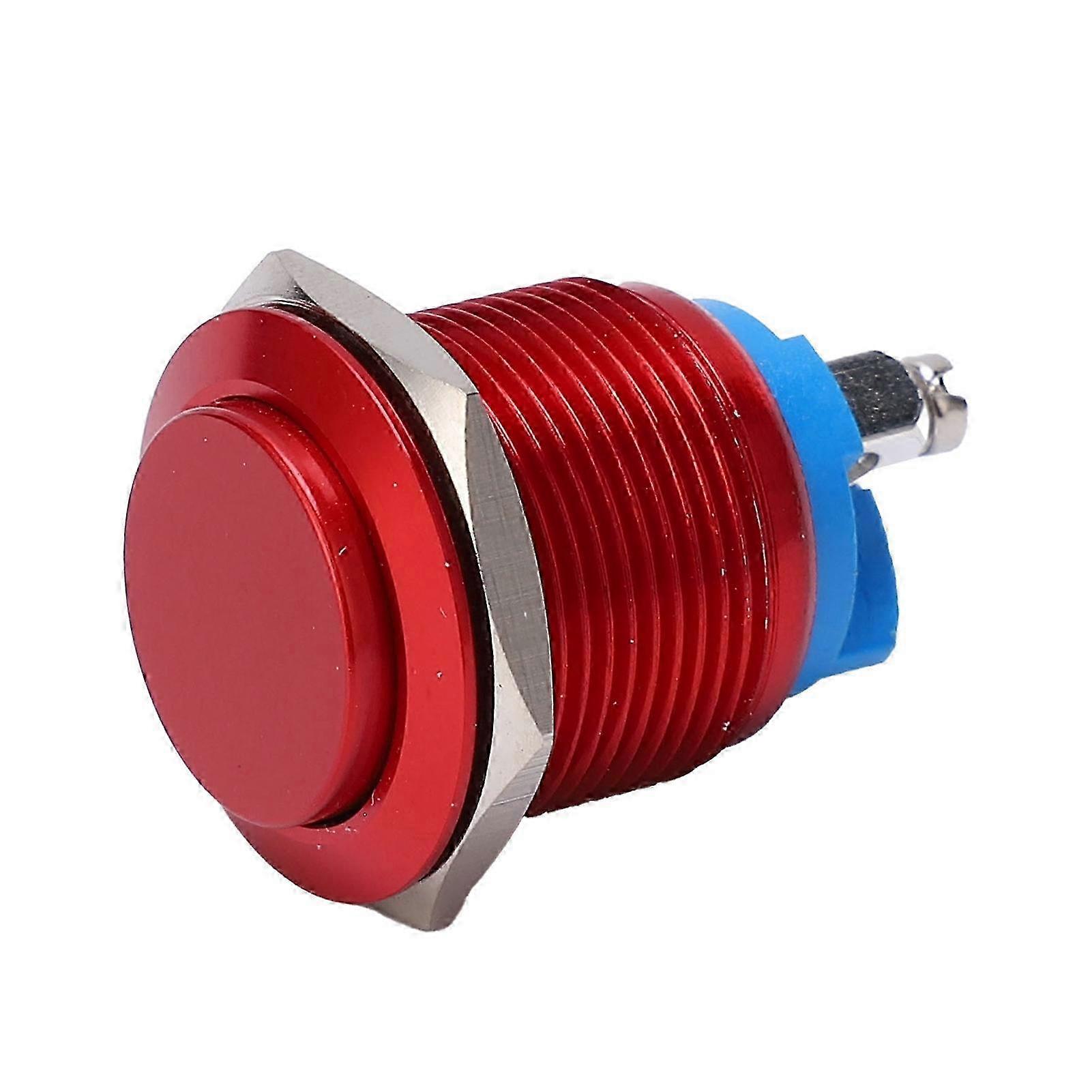 19 Mm Roter Metall-druckknopf, Hoher Kopf, Vollständig Oxidiert, Automatische Rückstellung, Fußschraubenbetätigung, Industrie-netzschalter