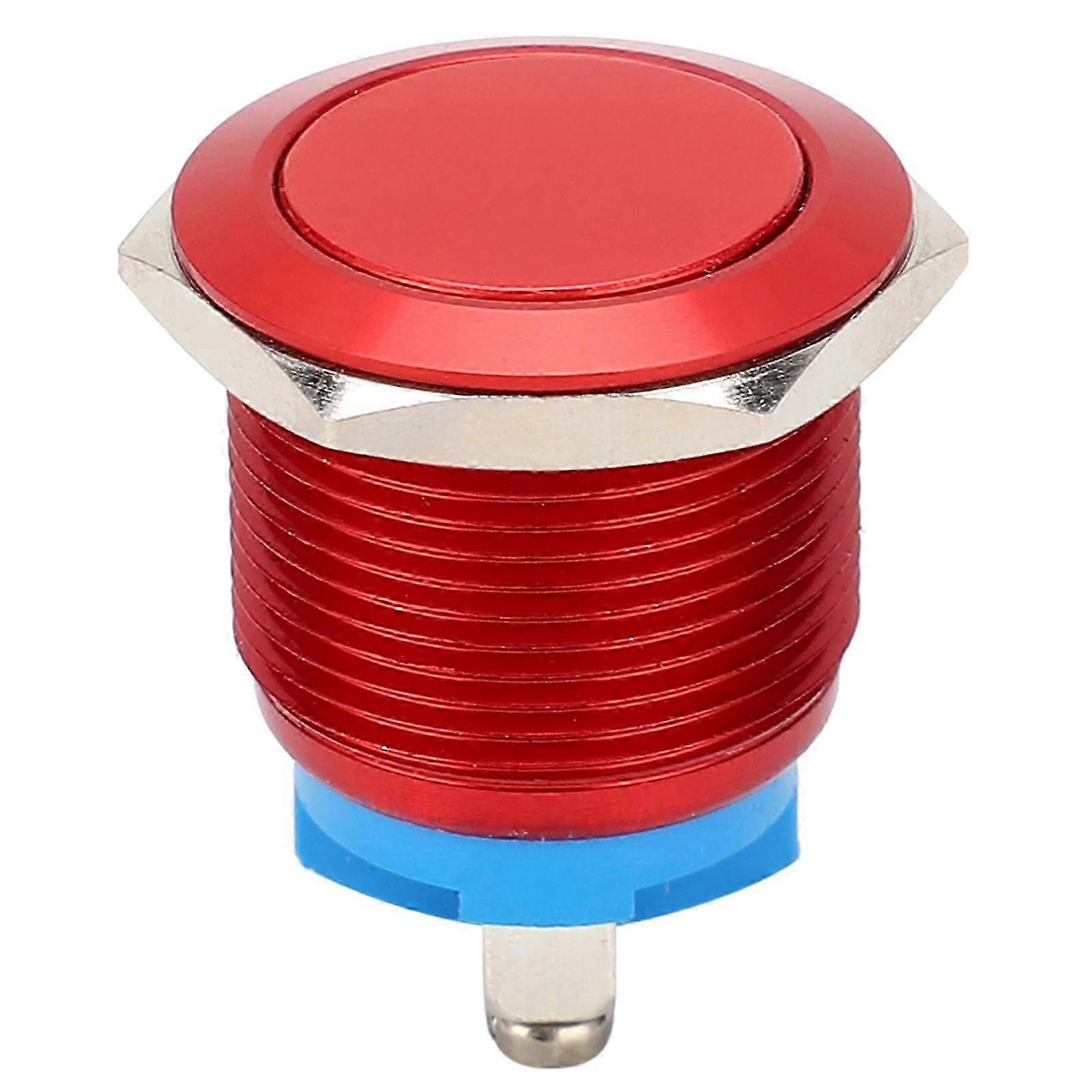 Flacher Metall-druckknopf (19 Mm), Rot, Mit Selbstrückstellender Feder, Oxidiertem Flachkopf, Schraubanschluss, Für Fußpedale Und Maschinen, Industrieller Steuerknopf