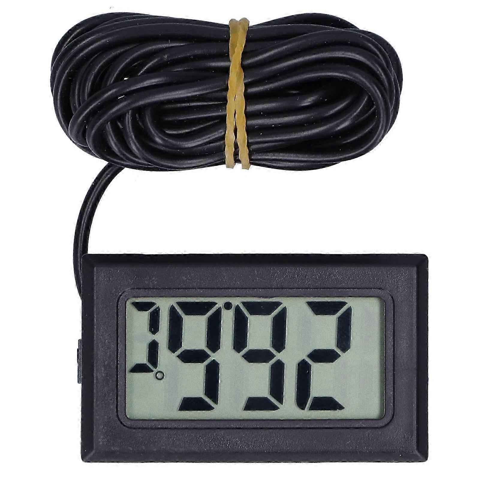Mini-elektronik-digitalthermometer Mit Kabel Und Schwarzem Lcd-display Fy13001, Präzises Und Kompaktes Temperaturmessgerät