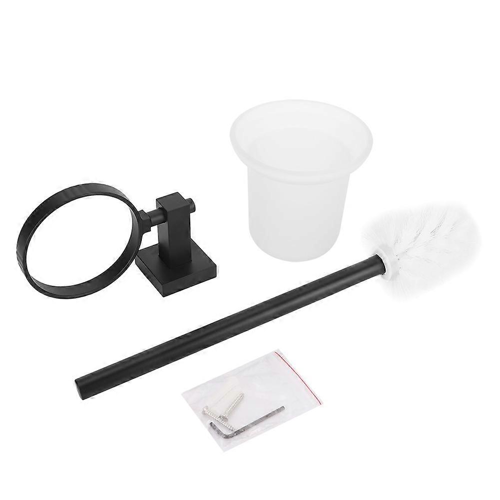 Schwarze Badezimmerutensilien, Wandmontierte Wc-bürste Mit Langem Griff Und Becherhalter, Wandhängendes Wc-reinigungsset