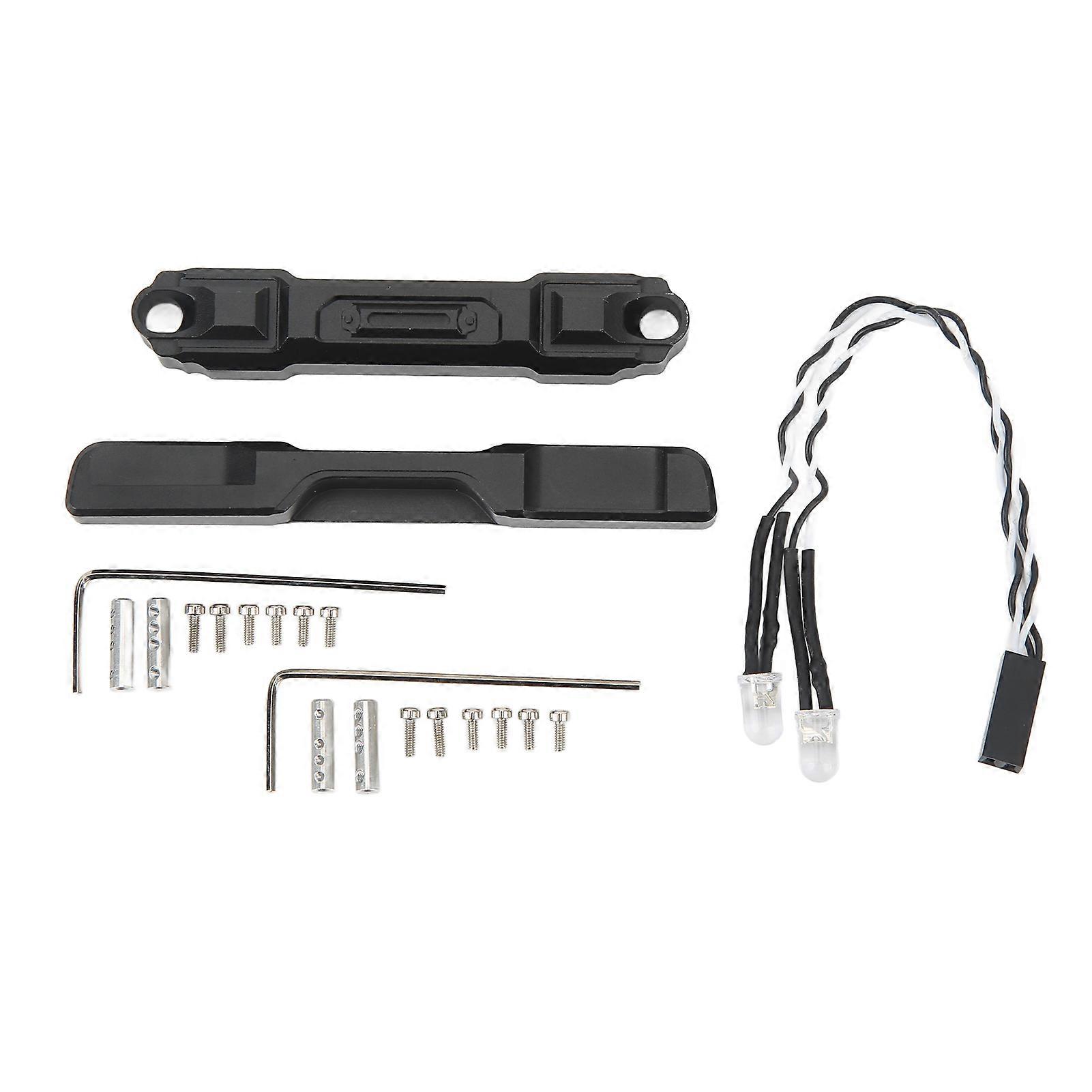 Schwarze Stoßstangen Aus Aluminiumlegierung Vorne Und Hinten Mit Weißen Leds Für Rc Axial Scx24 Axi00005 Axi00002, Stabile Montagehalterung