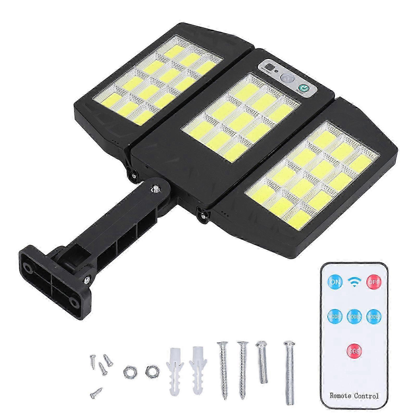 Solarleuchte Für Den Außenbereich Mit 3 Leuchtenköpfen Und Bewegungsmelder, Ip64 Wasserdicht, 33 Cob 264 Leds, Sicherheitsbeleuchtung Für Einfahrt Und Zaun, Schwarz.