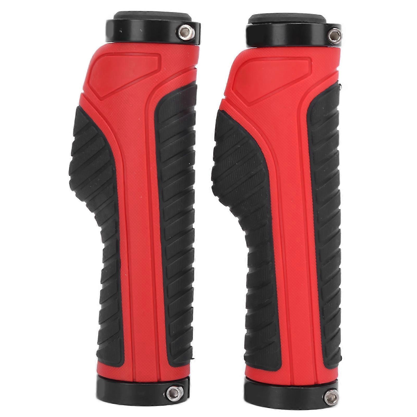 Ergonomische, Rutschfeste Fahrradgriffe Mit Verriegelungsmechanismus, Komfortabel Für Professionelles Mountainbiken, Robuster Lenker, Paar Schwarze Und Rote Griffe