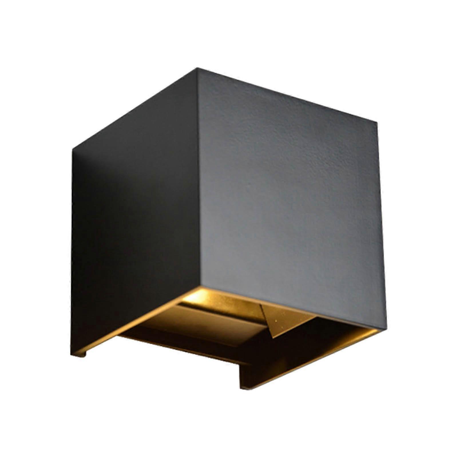Schwarze Led-wandleuchte In Würfelform, 6 W, Einstellbare Helligkeit, Neigbar (nach Oben/unten), Wasserdicht, Modernes Design Für Wohn- Und Schlafzimmer