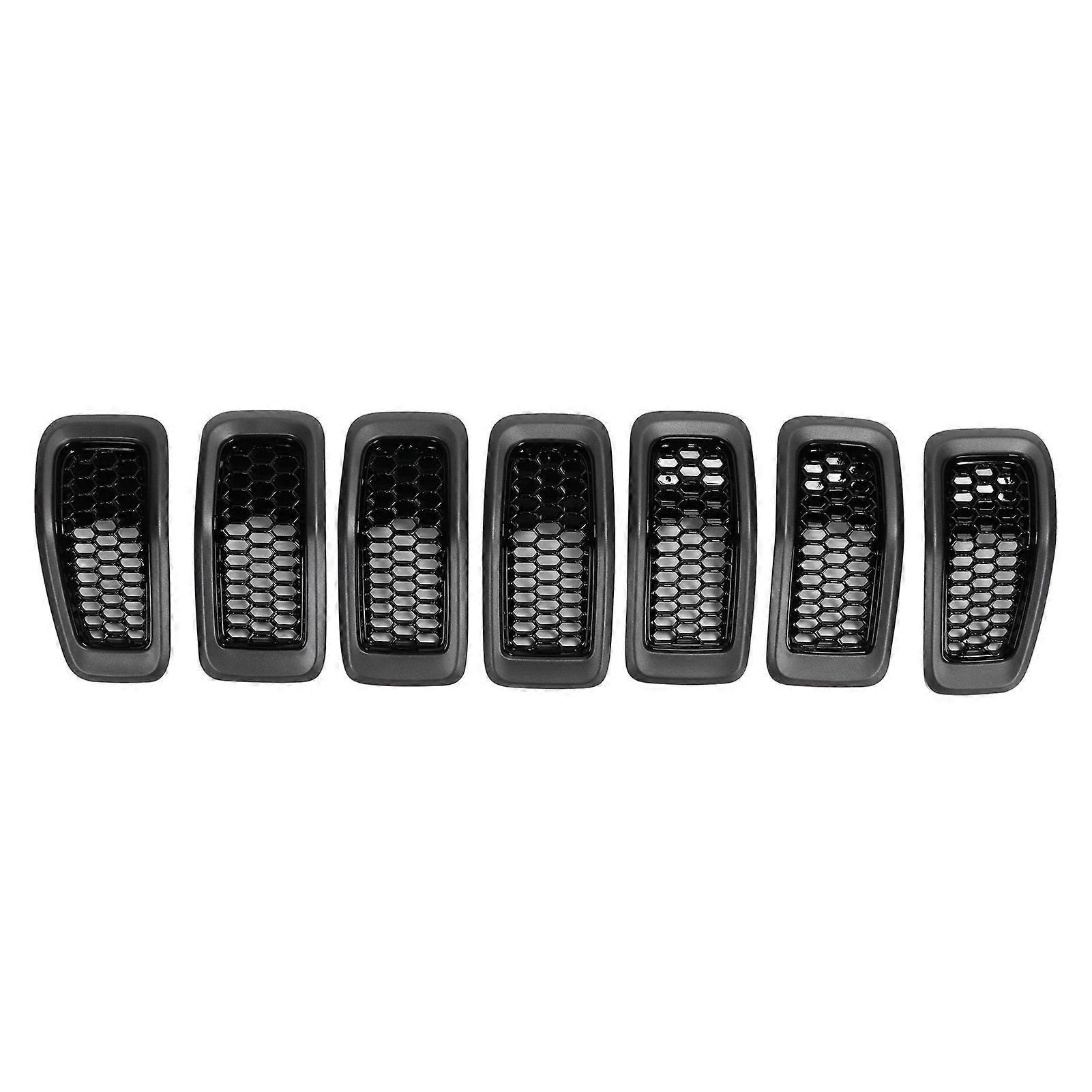 Schwarzer Renngrill, 7-teilig, 22 X 10,3 Cm, Ersatzteil 68303626ab Für Cherokee 2014–2018, Korrosionsbeständiger Grillrahmen