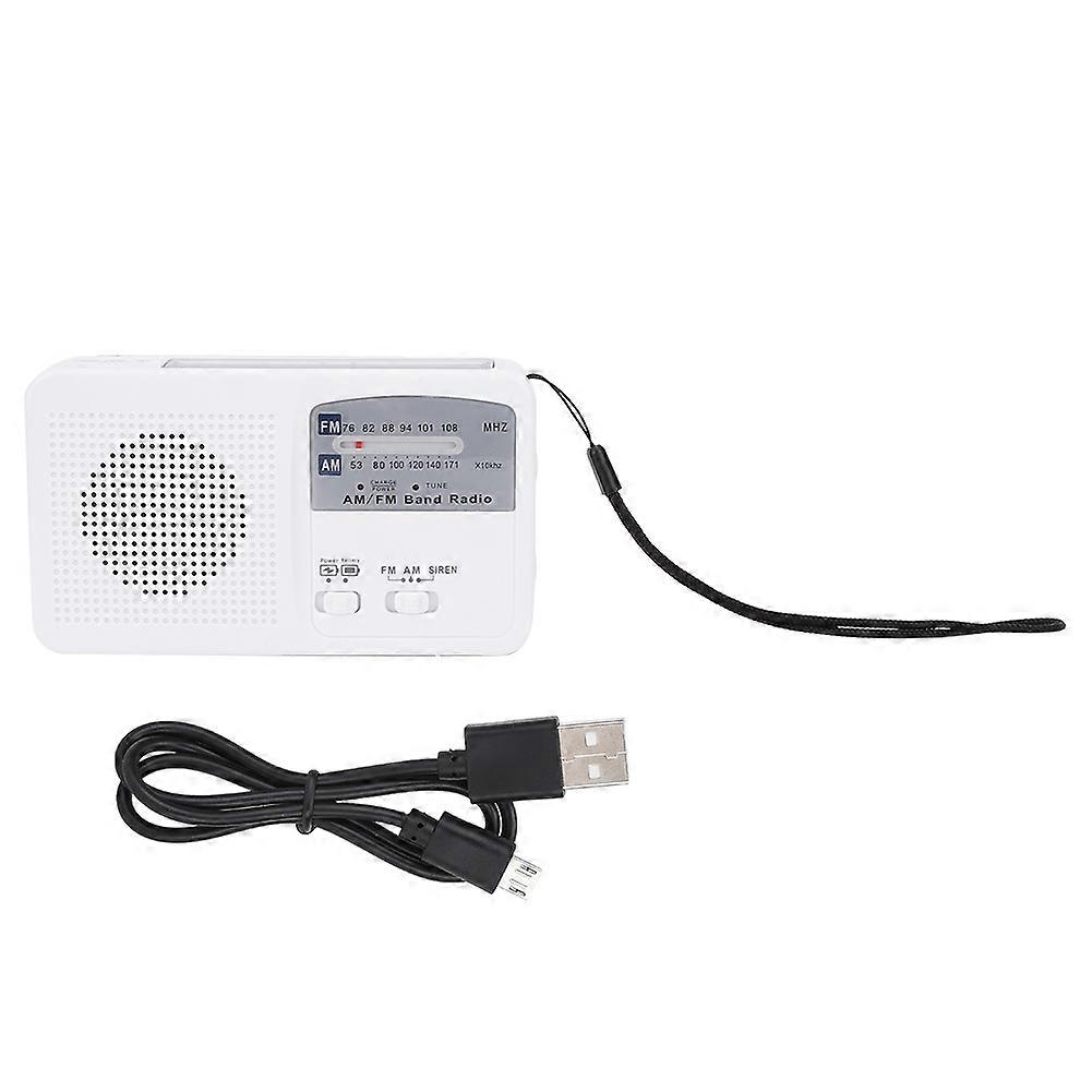 Multifunktionale Weiße Solar-notleuchte Mit Am/fm-radio, Handkurbel, Tragbarem Handy-ladegerät Und Eingebautem Akku.