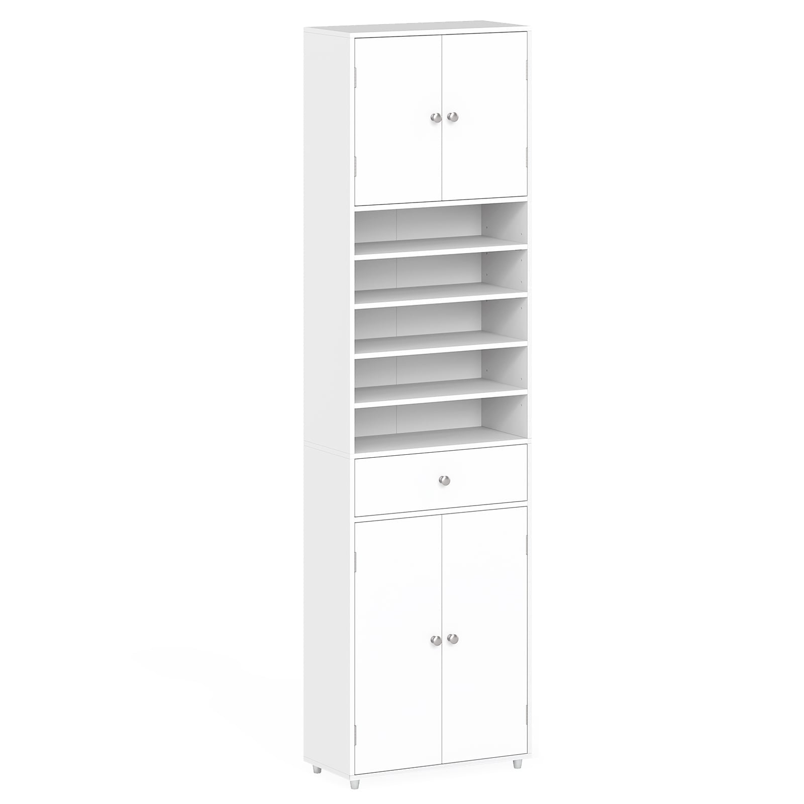 Hoher Badezimmerschrank Mit Schublade, Türen Und Verstellbaren Einlegeböden