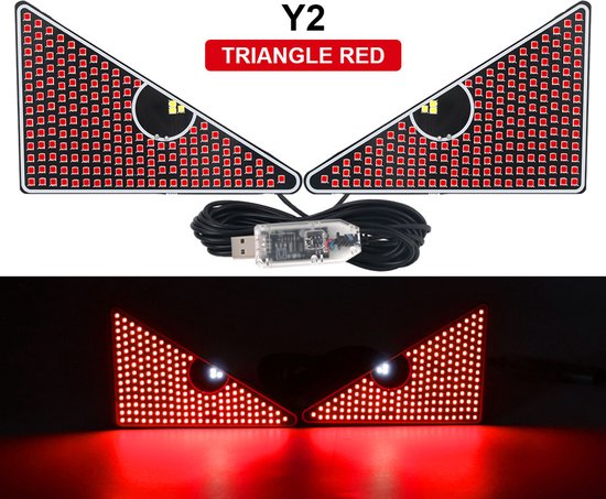 Rote Led Heckscheibenleuchte „dämonenauge“ Usb Warnleuchte Für Lkw Und Pkw Personalisierte, Modifizierte Dreieckige „großes Auge“ Lampe