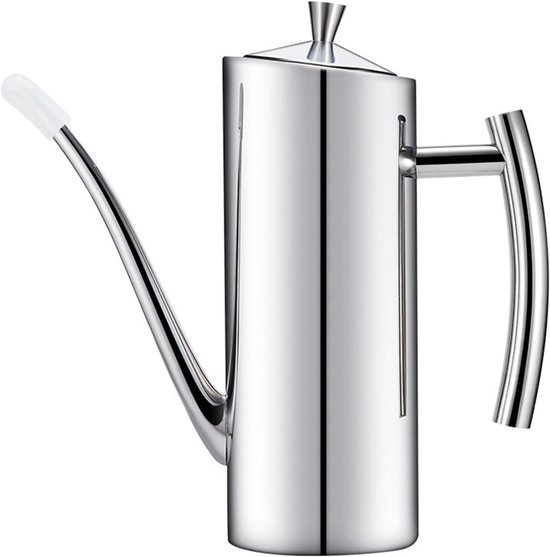 Hochwertiger Olivenölspender Und Küchenkrug Aus Edelstahl (700 Ml) Auslaufsichere Ölflasche In Einteiligem Design Mit Langem, Schmalem Ausgießer