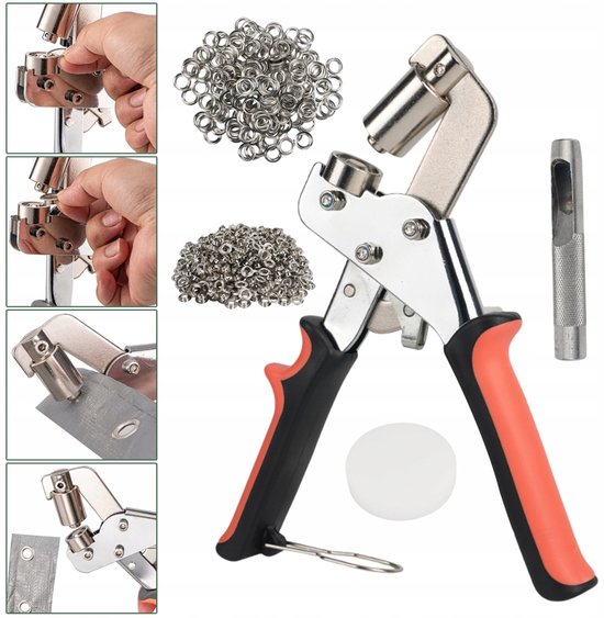 Ösenstanzzange 10 Mm Ösenstanze Lochzange Für Segeltuch Und Leder Mit 500 Ösen Und Einsatz Einhandbedienung Und Magnetverschluss Für Zelte Und Ga