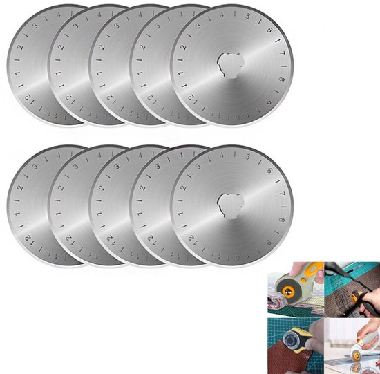 10 Teiliges Rollmesser Set 45 Mm Ersatz Rollmesser Sortiert Quiltmesser Scrapbooking Messer Kompatibel Mit Fiskars, Olfa, Martelli, Dremel, Truec