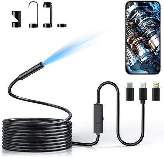 Endoskop Inspektionskamera, 1920p Boreskop 7,9 Mm Ip68 Wasserdichte Sonde, 5 M Mit 8 Leds Für Ios/android (kein Wlan Erforderlich)