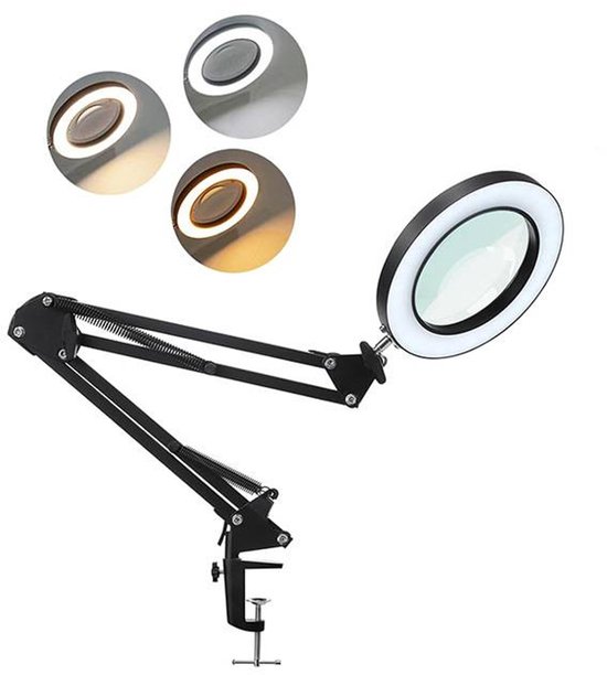 2 In 1 Led Schreibtischlampe Mit Lupe 3 Beleuchtungsmodi 10 Helligkeitsstufen Für Nahlesen, Reparaturen Und Handarbeiten