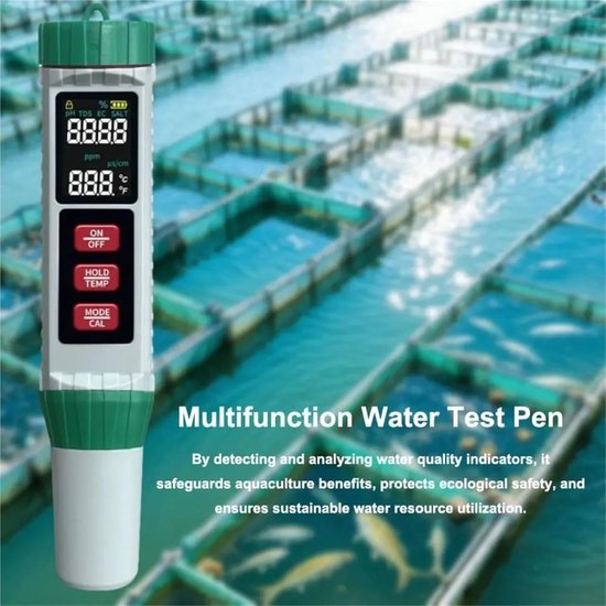 Wasserdichtes Multifunktions Wasserqualitätsmessgerät Mit Lcd Digitalanzeige Und 5 In 1 Ph Tester Für Zuverlässige Wasseranalyse.