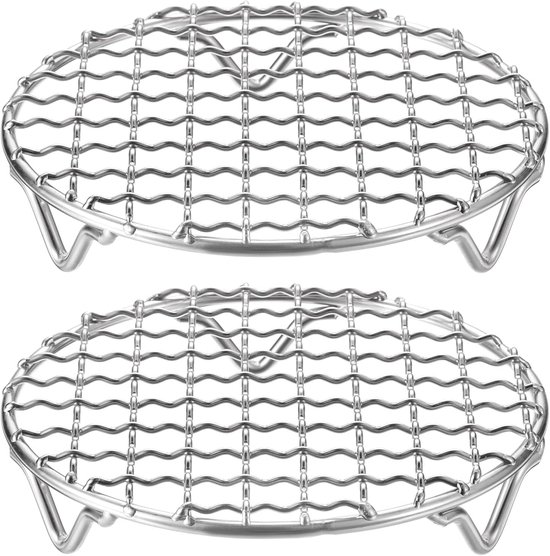 2 Runde Grillroste Aus Edelstahl 304 Mit 5 Zoll Durchmesser, Kreuzdraht Und 20 Mm Füßen Zum Kochen, Backen, Überbrücken Und Grillen