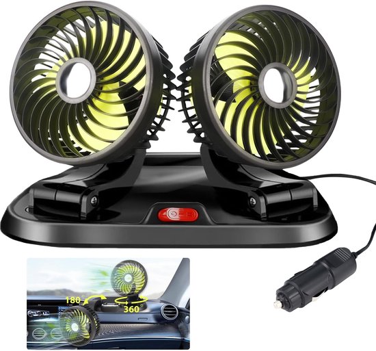 Autolüfter 12v Mit Doppelkopf 360° Drehbar Armaturenbrettlüfter Zigarettenanzünder
