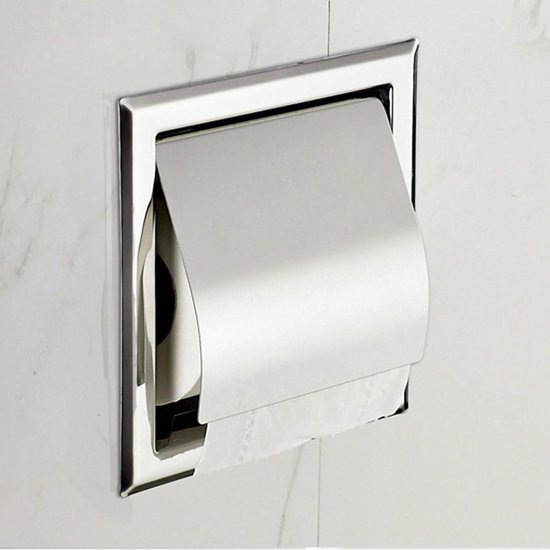 Integrierter Toilettenpapierhalter Für Die Badezimmeraufbewahrung, Edelstahl, Poliertes Chrom