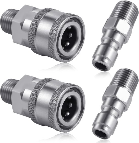 Vvgoods Set Mit 4 Edelstahl Hochdruckreinigerkupplungen Mit Schnellkupplungen Npt 1/4 Zoll, Zubehör Für Damen Und Herren