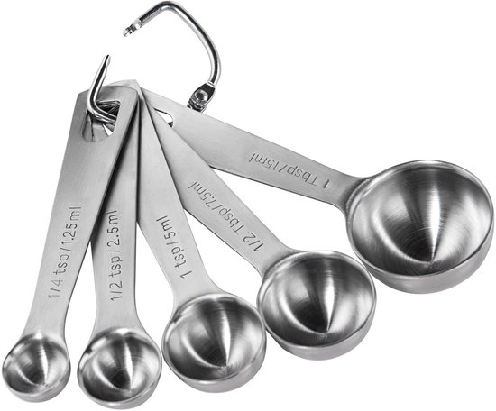 Messlöffel Aus Edelstahl, 5 Teiliges Set Zum Abmessen Von Feststoffen Und Flüssigkeiten, Klare Und Gut Lesbare Markierungen