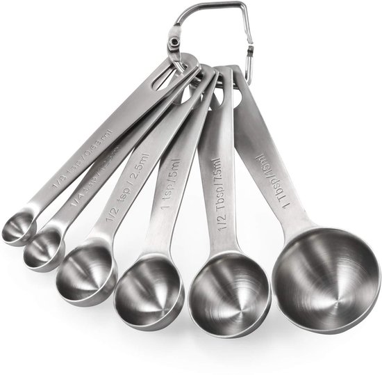 Messlöffel Aus Edelstahl, 6 Teiliges Set Zum Abmessen Von Feststoffen Und Flüssigkeiten, Klare Und Gut Lesbare Markierungen