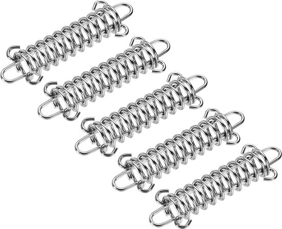 5 Stück Spannfeder Sonnensegelzubehör Federschnalle Zeltfedern 11,5 Cm Edelstahl Silber Mit Doppelhaken Für Zelte, Markisen, Boote, Wohnwagen