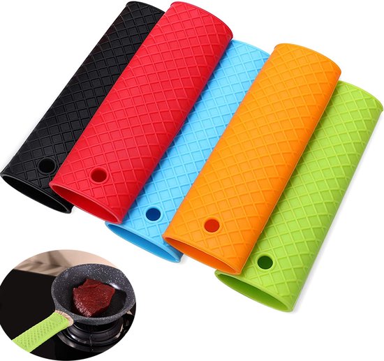 5 Teiliger Silikon Topflappenhalter Hitzebeständige Gummi Topflappen Für Gusseisenpfannen, Metallpfannen, Bratpfannen Und Backbleche 5 Farben