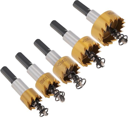 5 Teiliges Hss Lochsägen Set 16 30 Mm (5/8 Zoll Bis 1 3/16 Zoll) Lochsägen Set Mit Titanbeschichteten Bohrern. Robustes Werkzeugset Für Edelstahl