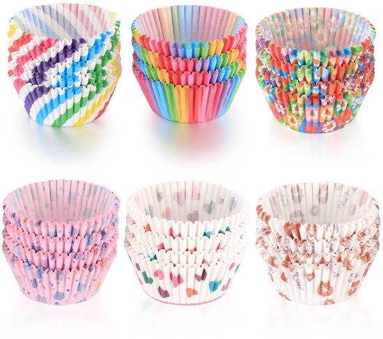 Dailygoods Muffinformen, 600 Stück Backformen Cupcake Formen Regenbogenpapier Biologisch Abbaubar Fettabweisend Hochwertiges Lebensmittelpapier