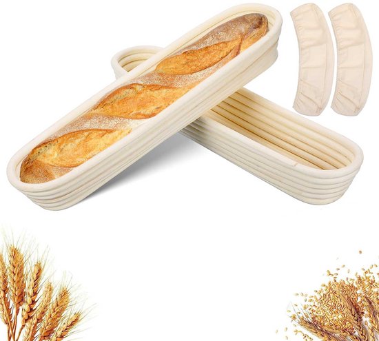 2 Teiliger Baguette Gärkorb Sauerteig Backkorb Brotteig Gärkorb Handgefertigter Gärkorb 34 X 10 X 5,5 Cm Handgefertigtes Backzubehör Für Baguette