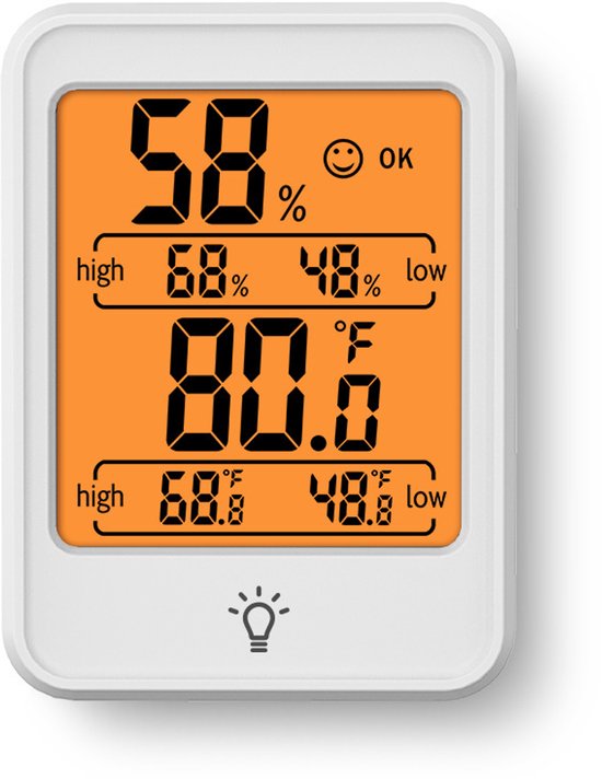 Digitales Thermometer Hygrometer Raumklimamessgerät Klimaüberwachung Großes, Gut Lesbares Display 80 X 59 X 23 Mm Weiß