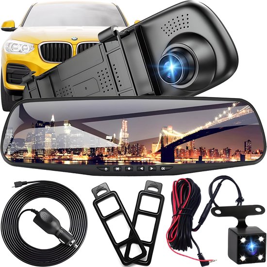 Full Hd Auto Spiegel Dashcam Rückfahrkamera Nachtsicht Loop Aufnahme 4,3 Zoll Display 170° Frontansicht 120° Rückansicht 1080p Dual Kamera Parküb
