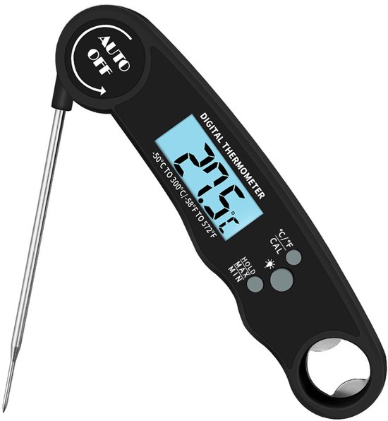 Fleischthermometer Küchenthermometer Grillthermometer Digitales Thermometer Mit Sofortmessung In 3 Sekunden Mit Klappbarem Temperaturfühler Lcd D