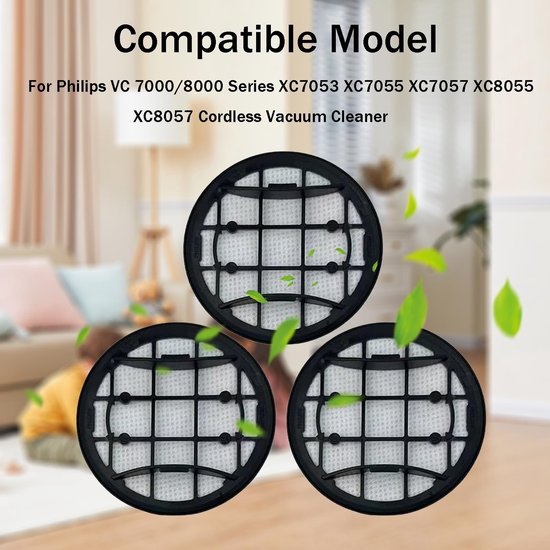 Set Mit 3 Staubsaugerfiltern, Passend Für Philips Vc 7000/8000 Serie Xc7053 Xc7055 Xc7057