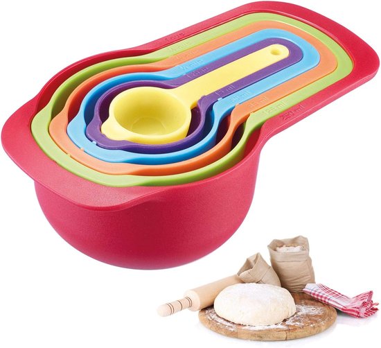 6 Teiliges Messlöffel Set, Fassungsvermögen: 7,5/15/60/85/125/250 Ml, Kunststoff, Bpa Frei, Farbig, Marineblau