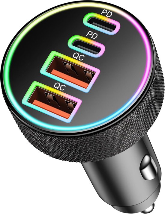 Creapico 90w Usb C Autoladegerät 4 Anschlüsse Schwarz