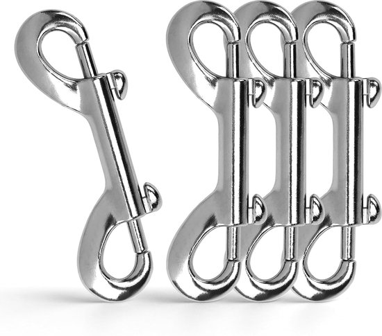 4er Pack Doppelkarabiner 3,5 Zoll Langer Metallclip Aus Zinklegierung Silberne Doppelhaken Zum Verbinden Von Schlüsselanhängern, Halsbändern, Fut