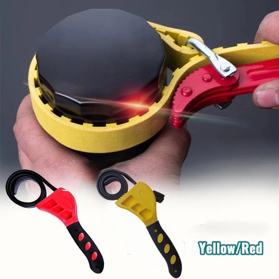15 Cm Verstellbarer Gurtschlüssel Ölfilterabzieher Multifunktionaler Gummigurtschlüssel Für Auto, Pvc, Rohre & Werkzeuge Rot